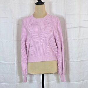 Express Womens XS Pink Textured Balloon Sleeve Cropped Sweater 400306